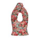 MAGDA BUTRYM KEYHOLE HALTER TOP IN RED FLORAL PRINT