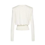 MAGDA BUTRYM LONG SLEEVE DRAPED JERSEY BLOUSE IN CREAM