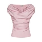 MAGDA BUTRYM OFF SHOULDER DRAPED TOP IN PINK