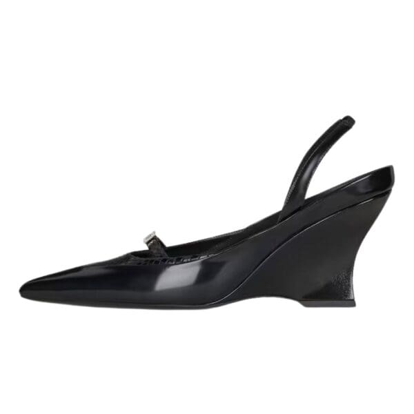 GIVENCHY RAVEN SLINGBACKS IN LEATHER AND AYERS
