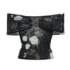 MAGDA BUTRYM OFF SHOULDER MESH TOP IN BLACK PRINT