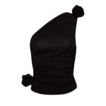MAGDA BUTRYM ONE SHOULDER T SHIRT IN BLACK