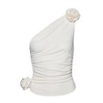 MAGDA BUTRYM ONE SHOULDER T SHIRT IN CREAM