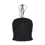 MAGDA BUTRYM PEARL HALTERNECK TUBE TOP IN BLACK