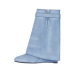 GIVENCHY SHARK LOCK ANKLE BOOTS IN WASHED DENIM