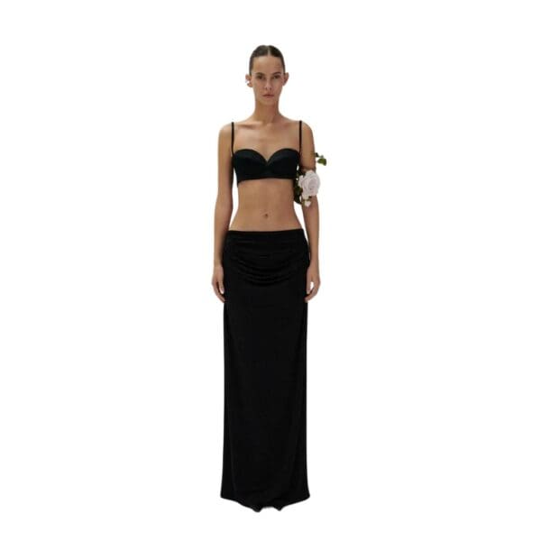 MAGDA BUTRYM ROSE SWEETHEART BRA TOP IN BLACK