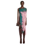 DRIES VAN NOTEN PRINTED DRAPED DRESS PINK