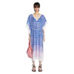 DRIES VAN NOTEN COTTON DRAWSTRING KAFTAN BLUE