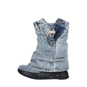 GIVENCHY SHARK LOCK BIKER ANKLE BOOTS IN JEANS