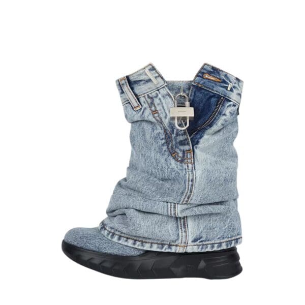 GIVENCHY SHARK LOCK BIKER ANKLE BOOTS IN JEANS