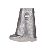 GIVENCHY SHARK LOCK BIKER ANKLE BOOTS IN LAMINATED LEATHER