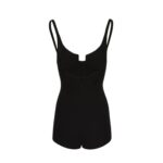 MAGDA BUTRYM SCOOP NECK ROMPER IN BLACK