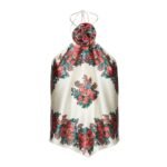MAGDA BUTRYM SILK CHOKER BANDANA TOP IN FLORAL PRINT