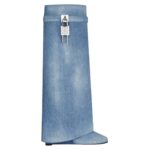 GIVENCHY SHARK LOCK BOOTS IN WASHED DENIM