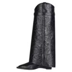 GIVENCHY SHARK LOCK COWBOY ANKLE BOOTS IN LEATHER WITH WESTERN PATTERN