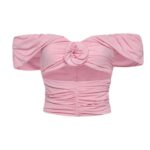 MAGDA BUTRYM WRAP CUTOUT T SHIRT IN PINK