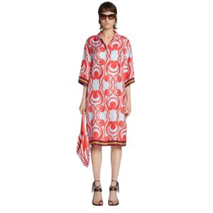 DRIES VAN NOTEN SILK SHIRT DRESS RED