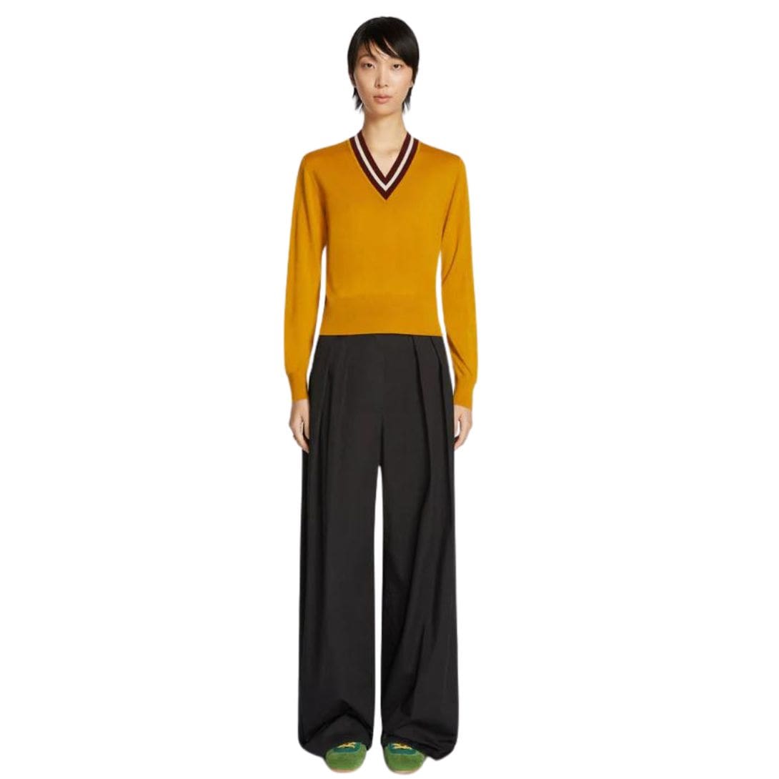 DRIES VAN NOTEN V-NEC SWEATER OCRA 1 DRIES VAN NOTEN V-NEC SWEATER OCRA