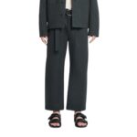 NANUSHKA FERRE BELTED STRUCTURED TWILL PANTS ANTHRACITE