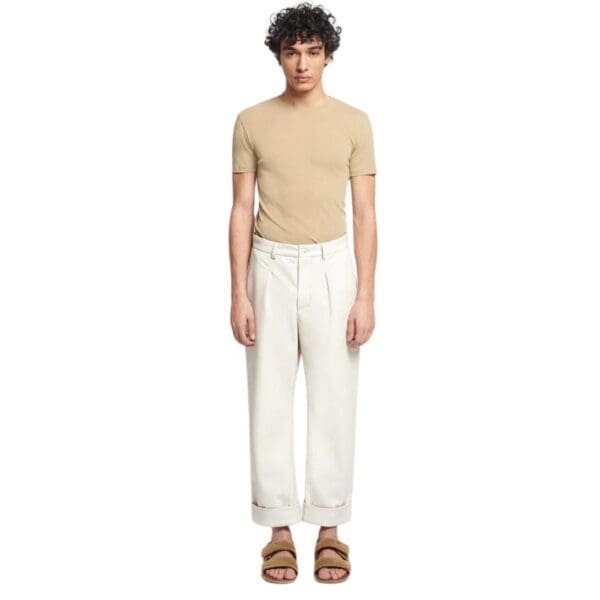 NANUSHKA ZAYDEN REGENRATED LEATHER TAPERED PANTS CRAYON