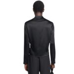 NANUSHKA TEBBE SLIP SATIN WRAP SHIRT BLACK