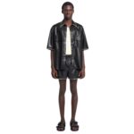 NANUSHKA MANCE RAFFIA-TRIMMED OKOBOR ALT-LEATHER JACKET BLACK