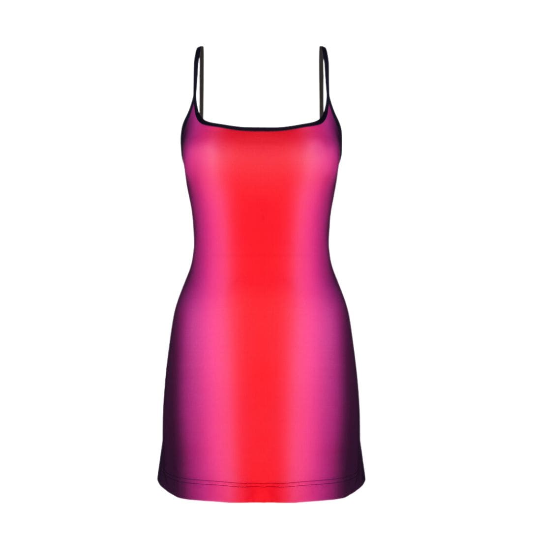 THE ATTICO RED, BLACK AND FUCHSIA MINI DRESS