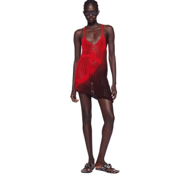 THE ATTICO RED, FUCHSIA AND WINE MINI DRESS