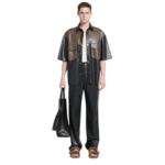 NANUSHKA MANCE OKOBOR ALT-LEATHER SHIRT SHIITAKE/BLACK