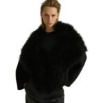 YVES SALOMON SHORT JACKET IN DOUBLE-SIDED CASHMERE AND FEATHERS