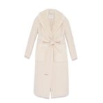 YVES SALOMON BELTED COAT IN CASHMERE WOOL WITH MINK FUR COLLAR AND OVER-POCKETS