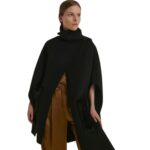 YVES SALOMON CASHMERE WOOL CAPE WITH MINK FUR
