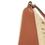 LOEWE MINI HOBO HAMMOCK BAG IN RAFFIA AND CALFSKIN