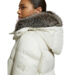 YVES SALOMON "A" LINE DOWN JACKET IN WATER-REPELLENT TECHNICAL FABRIC WITH FOX FUR COLLAR