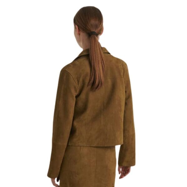 YVES SALOMON CROPPED JACKET IN DOUBLE-SIDED VELOUR LAMB LEATHER