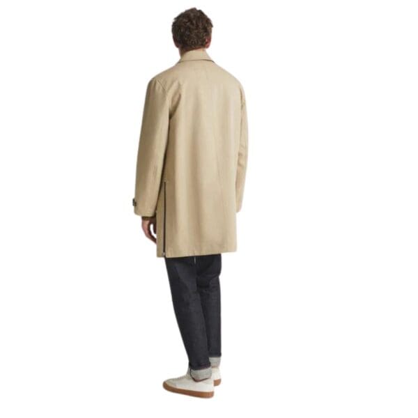 YVES SALOMON 3/4 COAT IN DOUBLE-FACED COTTON AND WATER-REPELLENT LEATHER DETAILS - Image 4