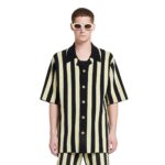 NANUSHKA ZIKO STRIPED TERRY-KNIT SHIRT BLACK
