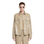 NANUSHKA LENN OKOBOR ALT-LEATHER SHIRT BROWN