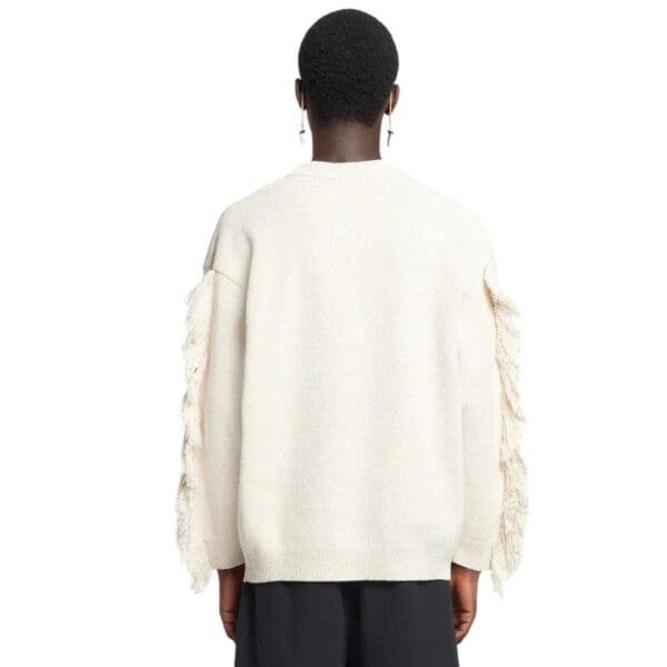 NANUSHKA JULIEN FRINGED TEXTURED-LINEN SWEATSHIRT WHITE