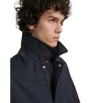 YVES SALOMON MAC COAT IN DOUBLE-SIDED FABRIC WITH LEATHER DETAILS