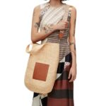 LOEWE LARGE SLIT BAG IN RAFFIA AND CALFSKIN