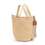 LOEWE MINI SLIT BAG IN RAFFIA AND CALFSKIN