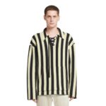 NANUSHKA JORRIT STRIPED TERRY-KNIT SWEATER BLACK/PALE YELLOW