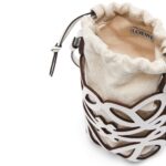 LOEWE POCKET WITH CUT OUT ANAGRAM IN CALFSKIN AND CLASSIC CANVAS