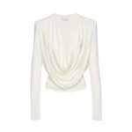 MAGDA BUTRYM LONG SLEEVE DRAPED JERSEY BLOUSE IN CREAM