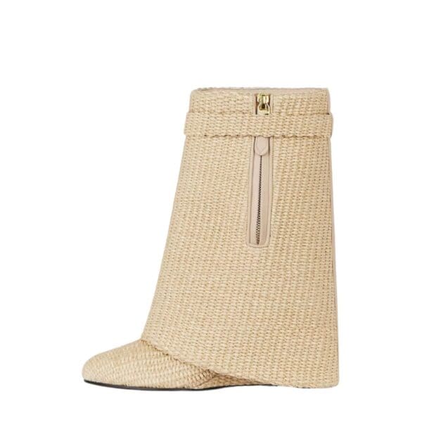 GIVENCHY SHARK LOCK ANKLE BOOTS IN RAFFIA