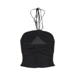 MAGDA BUTRYM PEARL HALTERNECK TUBE TOP IN BLACK