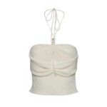 MAGDA BUTRYM PEARL HALTERNECK TUBE TOP IN CREAM