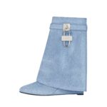 GIVENCHY SHARK LOCK ANKLE BOOTS IN WASHED DENIM