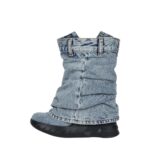 GIVENCHY SHARK LOCK BIKER ANKLE BOOTS IN JEANS
